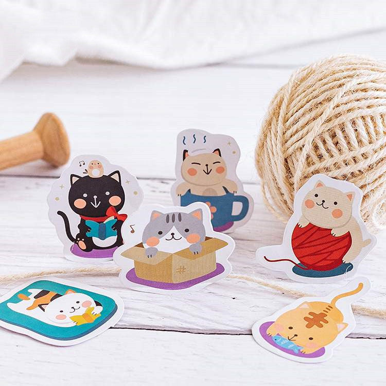 DIY boxed cartoon cat stickers