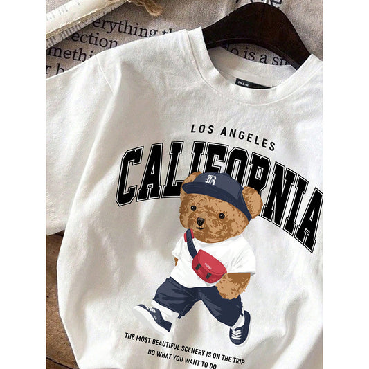 Children's Clothing Niche Cartoon Bear Printed Casual Short Sleeve