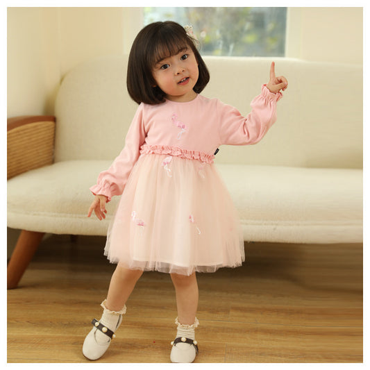 Cute Princess Dress Children's Clothing Puff Mesh Long Sleeve