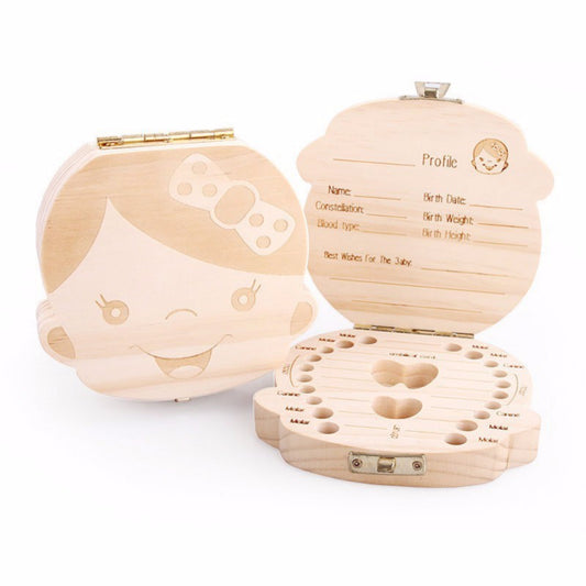 Wood Storage Box for Baby Kids Tooth Box Organizer