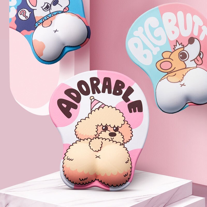 Creative cute simple corgi ass 3D mouse pad