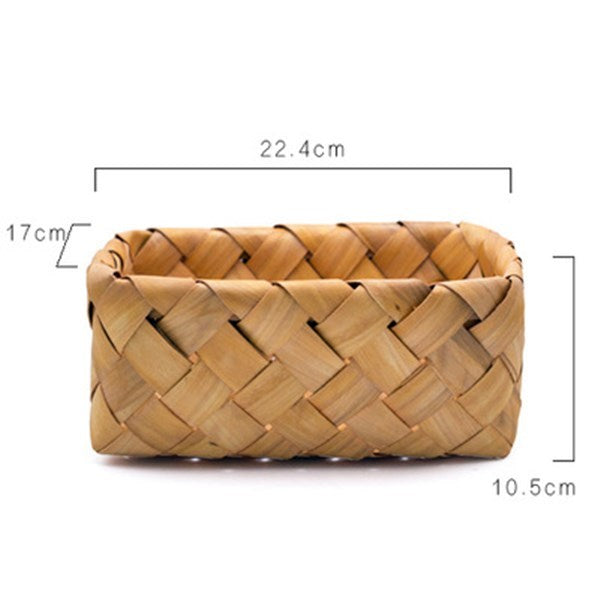 Household Hand-woven Wood Chip Storage Basket