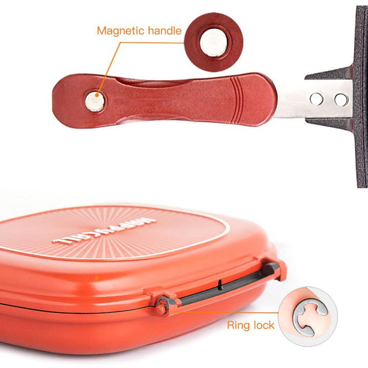 Barbecue Frying-Pan Cooking-Tool Non-Stick Double-Sided Cookware Outdoor And 28CM