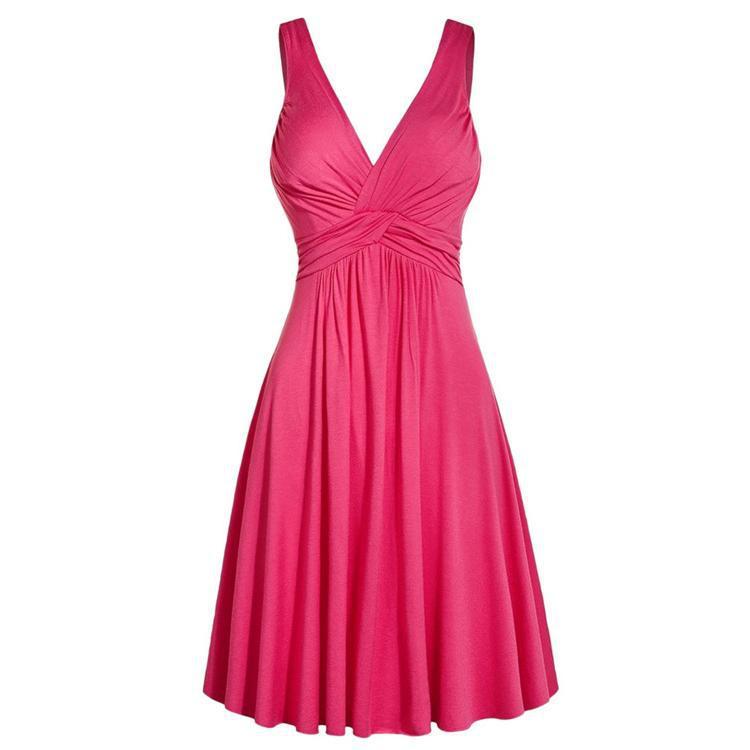 Large Sexy Deep V Sleeveless Ladies Dress