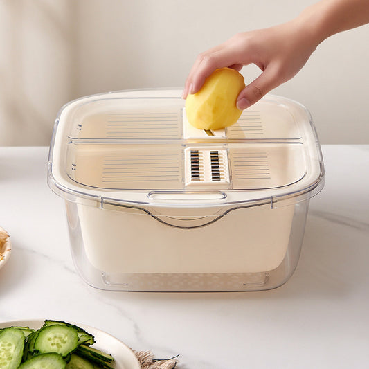 New Double Deck Drain Basket Household Storage With Cover Kitchen Tools Gadgets