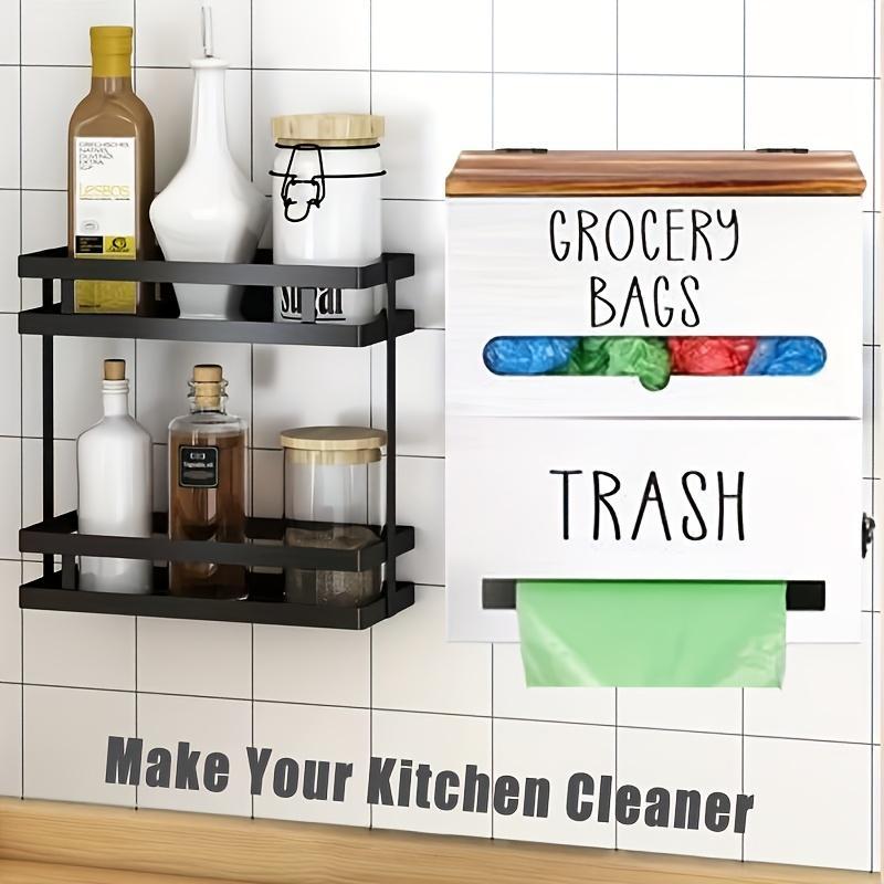 Wooden Garbage Bag Storage Box Two In One