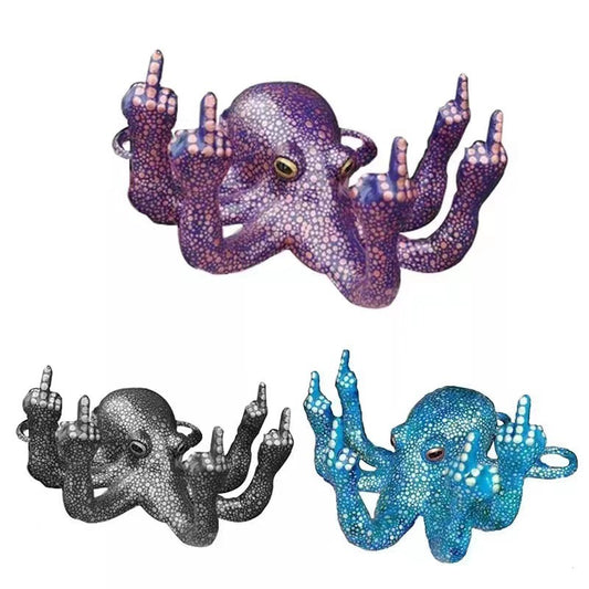 Octopus Vertical Middle Finger Resin Craft Ornament Garden Courtyard Garden Home Micro Landscape Artwork Sculpture
