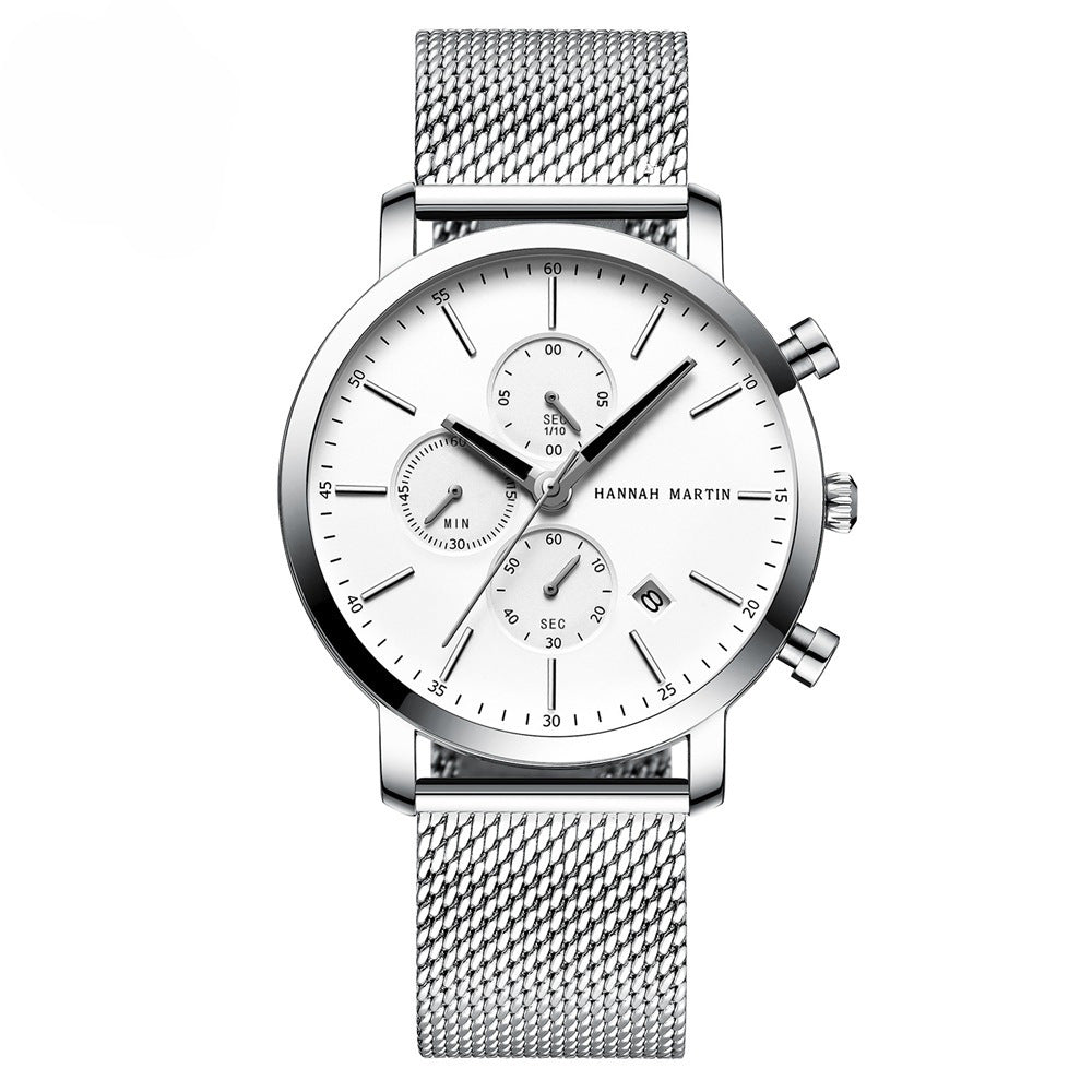 Stainless steel black mesh with waterproof quartz watch