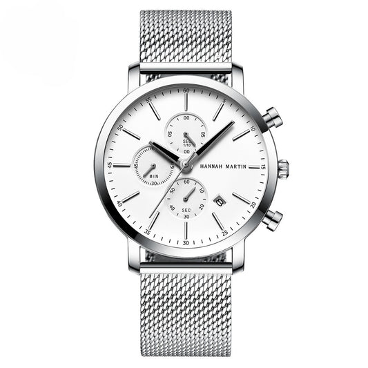 Stainless steel black mesh with waterproof quartz watch