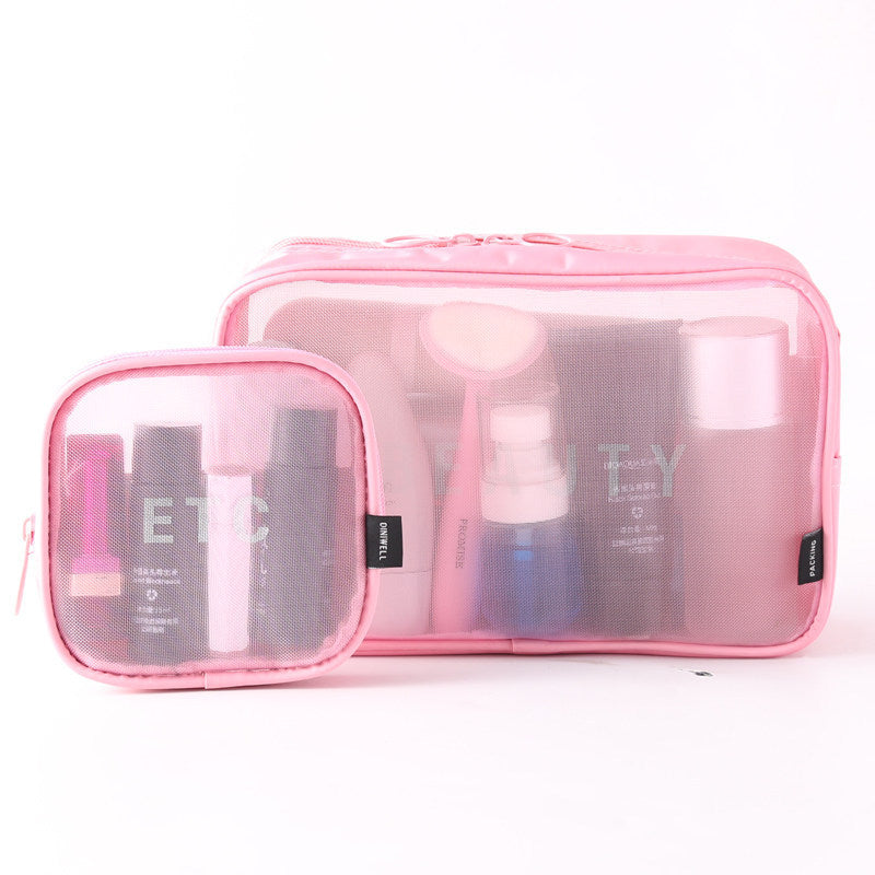 The New Same Style Large Girl Storage Cosmetic Brush Storage Bag Small Large-capacity Mesh Cosmetic Bag Portable