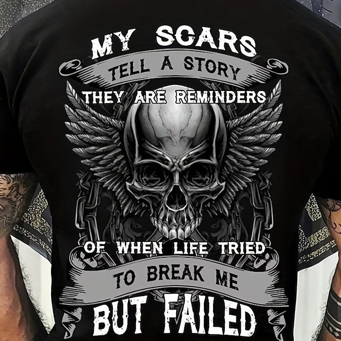 Men's Fashionable And Comfortable T-shirt With Skull And Letter Pattern Printing, Summer Outdoor Clothing, Men's Clothing, Men's Tops, Men's Gifts