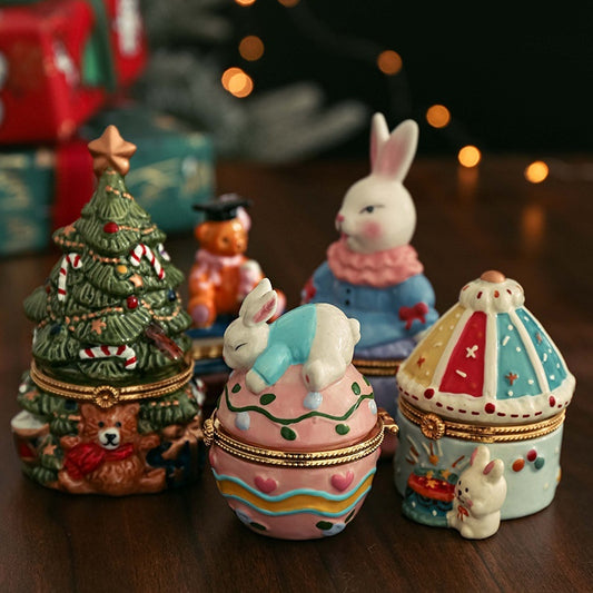 Vintage Cute Creative Ceramic Jewelry Storage Box