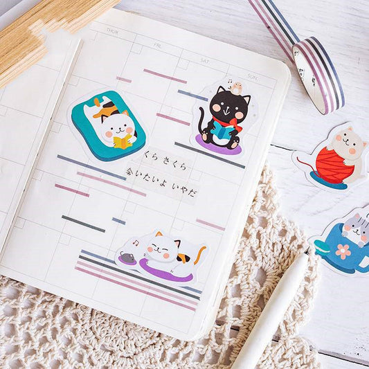 DIY boxed cartoon cat stickers