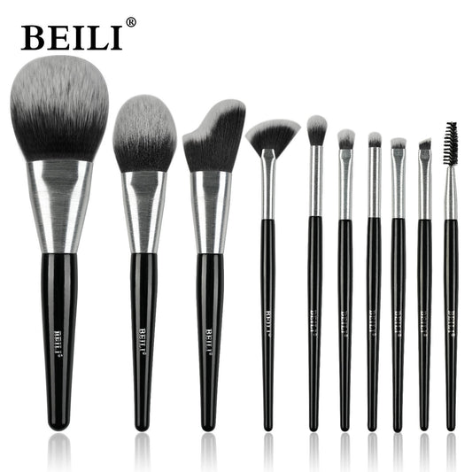 Beli 10pcs Professional Makeup Brush Set New Design Brushed Tube Makeup Brushes