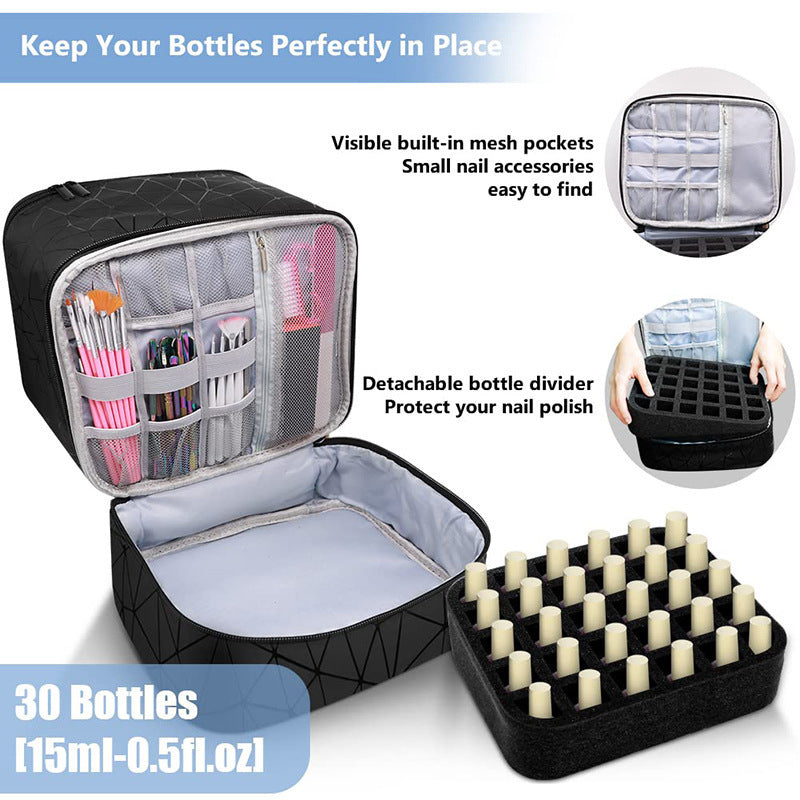 Portable Double-layer Waterproof Nail Polish Storage Bag