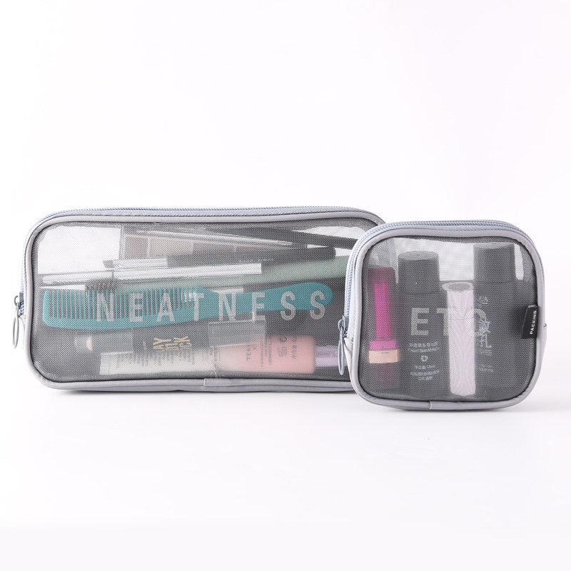 The New Same Style Large Girl Storage Cosmetic Brush Storage Bag Small Large-capacity Mesh Cosmetic Bag Portable