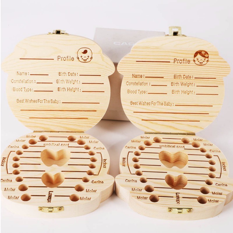 Wood Storage Box for Baby Kids Tooth Box Organizer