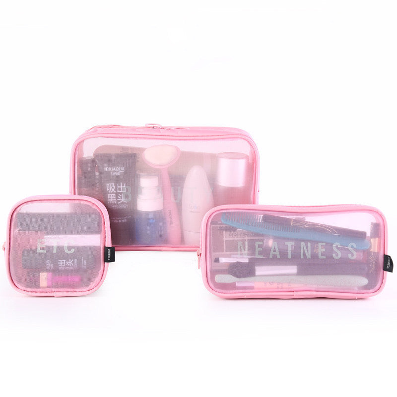 The New Same Style Large Girl Storage Cosmetic Brush Storage Bag Small Large-capacity Mesh Cosmetic Bag Portable