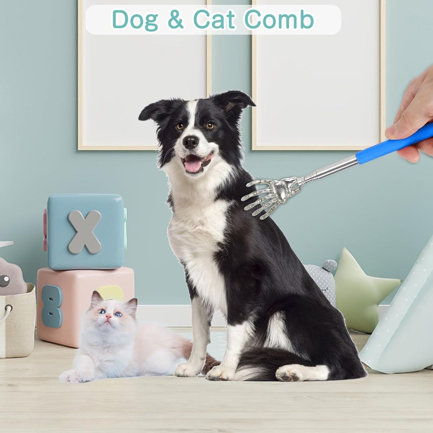 Interactive Cat Toys Retractable Cat Teaser Wand Toys Grooming Comb For Cats Dogs Telescopic Play Toys For Indoor Cats Dogs Funny Kitten Toy