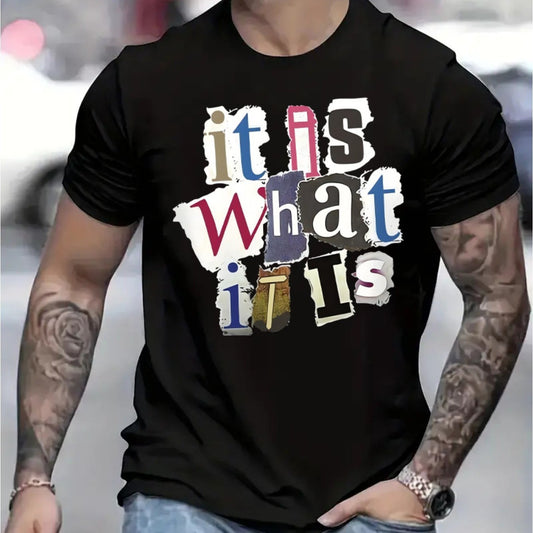 What Is It In The Shape Of A Men's Short Sleeved T-shirt A Comfortable And Stretchy Fashionable T-shirt Suitable For Summer, Casual Daily Style Fashion Clothing