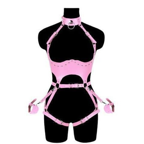 Soft Leather Shapewear Close-fitting Hollow-out Party Clothing