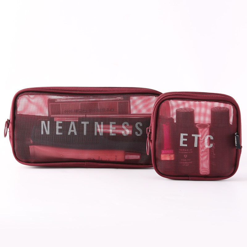 The New Same Style Large Girl Storage Cosmetic Brush Storage Bag Small Large-capacity Mesh Cosmetic Bag Portable