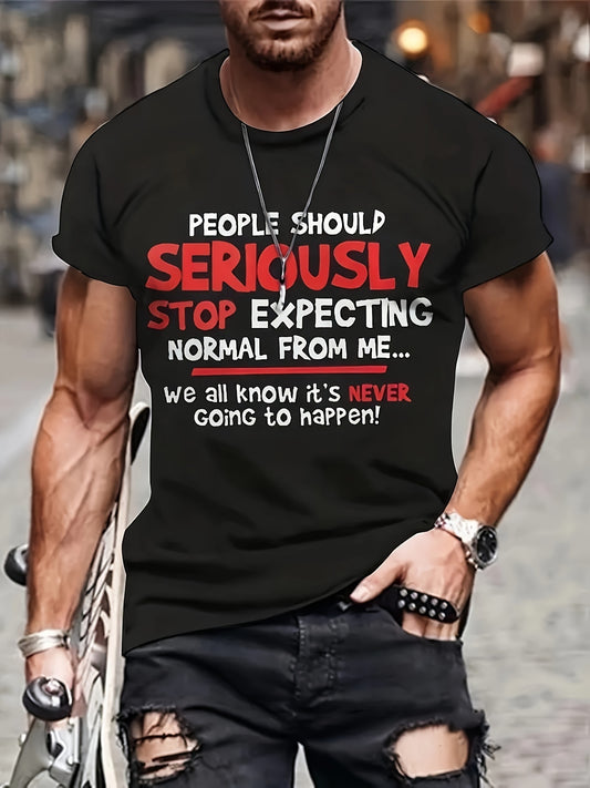 Interesting Slogan Pattern Printed Men's T-shirt, Graphic T-shirt Men's Summer Clothing, Men's Clothing