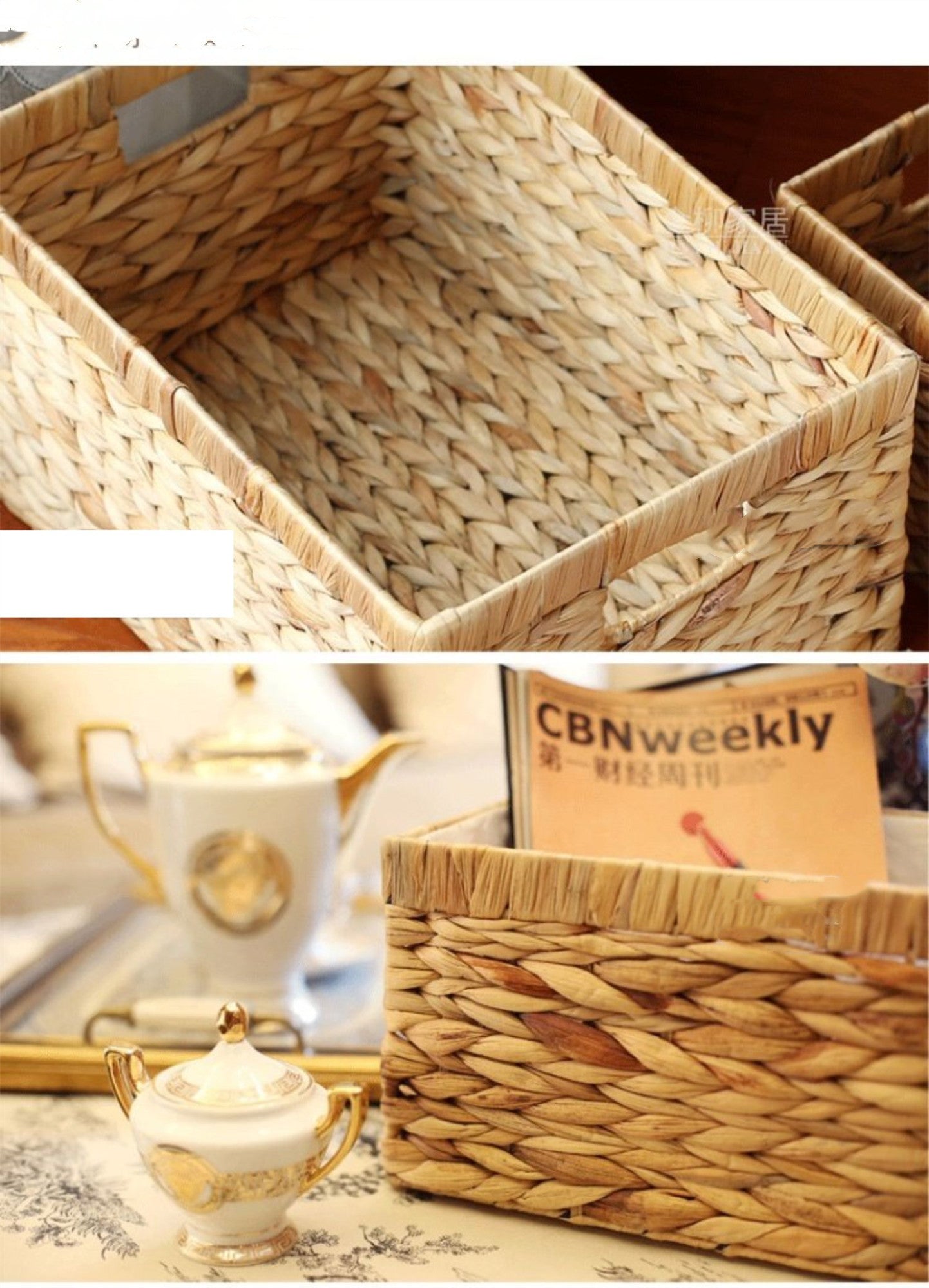 Braided Rattan Storage Basket Finishing Without Cover