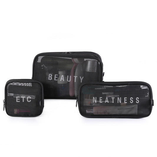 The New Same Style Large Girl Storage Cosmetic Brush Storage Bag Small Large-capacity Mesh Cosmetic Bag Portable