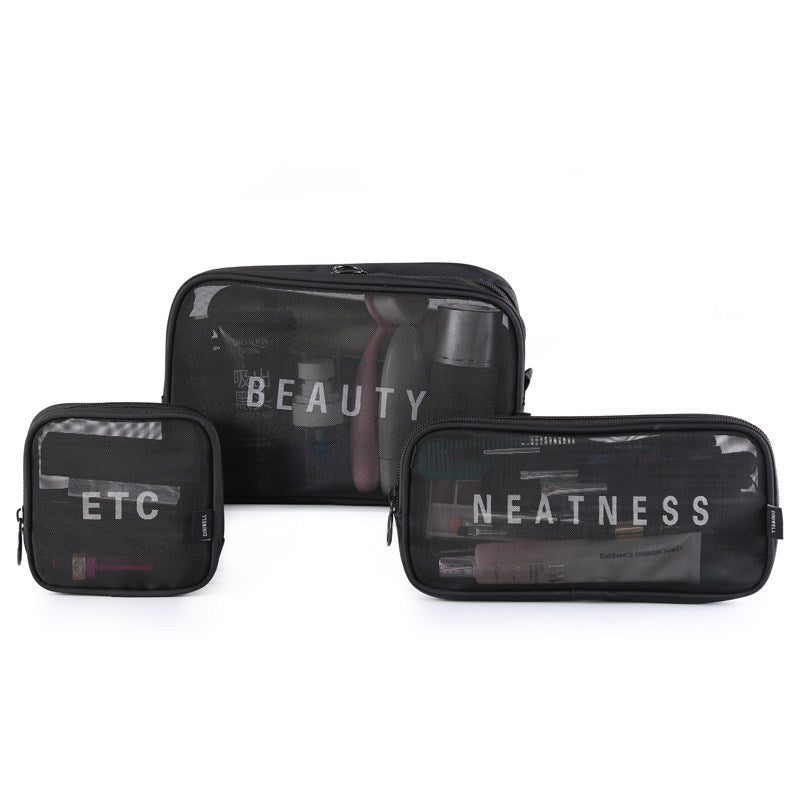The New Same Style Large Girl Storage Cosmetic Brush Storage Bag Small Large-capacity Mesh Cosmetic Bag Portable