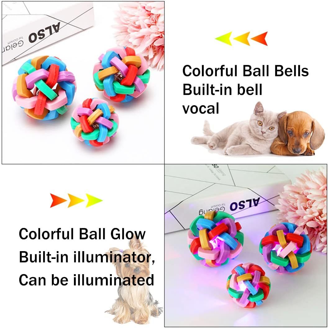 Light Up Dog Balls Sounds Bells Dog Ball Flashing Dog Chew Toys Jumping Interactive Play Balls Colorful Dog Ball For Cats Small Medium Large Dogs