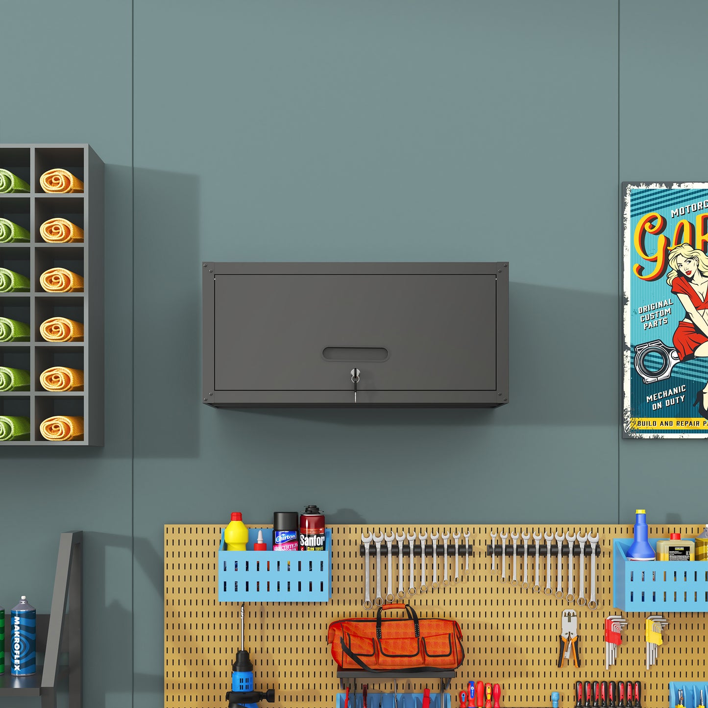 Heavy Duty Metal Wall Mounted Tool Storage Cabinet Steel Metal Garage Storage Cabinet For Garage Workshop Assembly Required