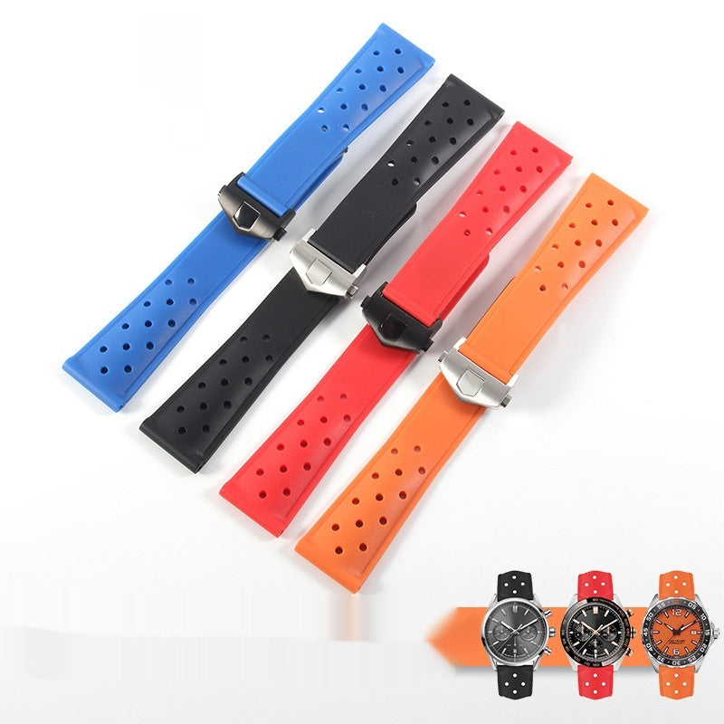 Racing Silicone Strap Folding Buckle Rubber Watch Chain