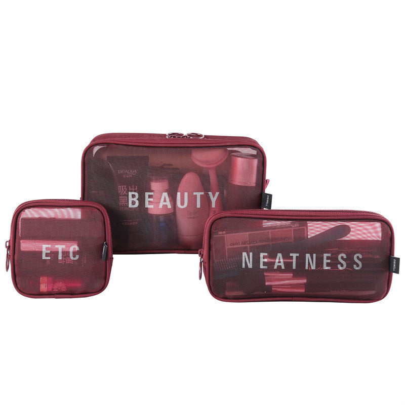 The New Same Style Large Girl Storage Cosmetic Brush Storage Bag Small Large-capacity Mesh Cosmetic Bag Portable