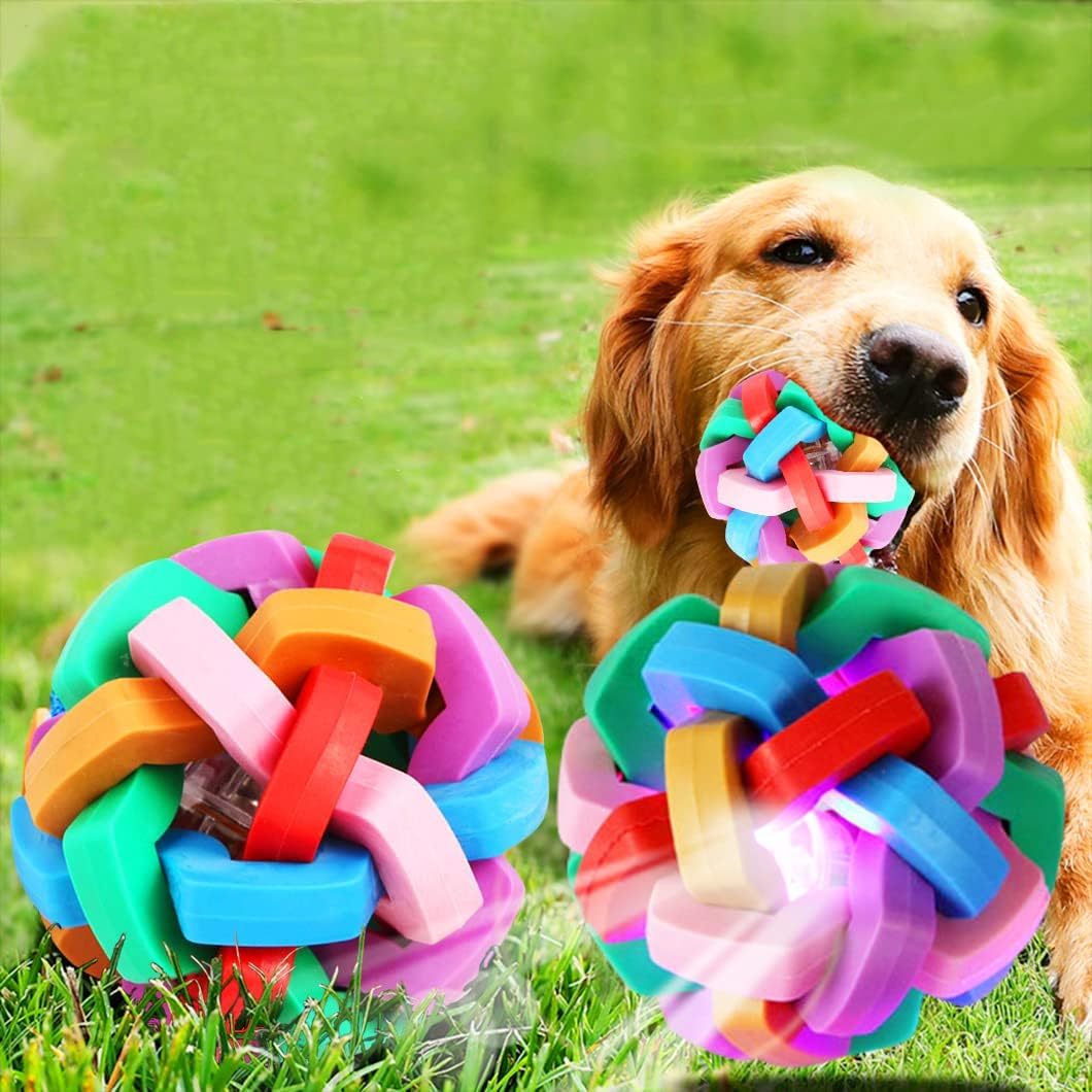 Light Up Dog Balls Sounds Bells Dog Ball Flashing Dog Chew Toys Jumping Interactive Play Balls Colorful Dog Ball For Cats Small Medium Large Dogs