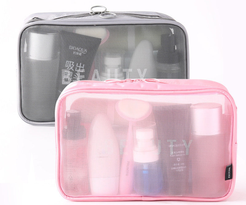 The New Same Style Large Girl Storage Cosmetic Brush Storage Bag Small Large-capacity Mesh Cosmetic Bag Portable