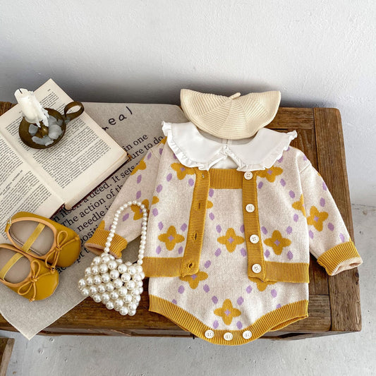 Kids' Sweater Baby Girl Flower Jacquard Knitted