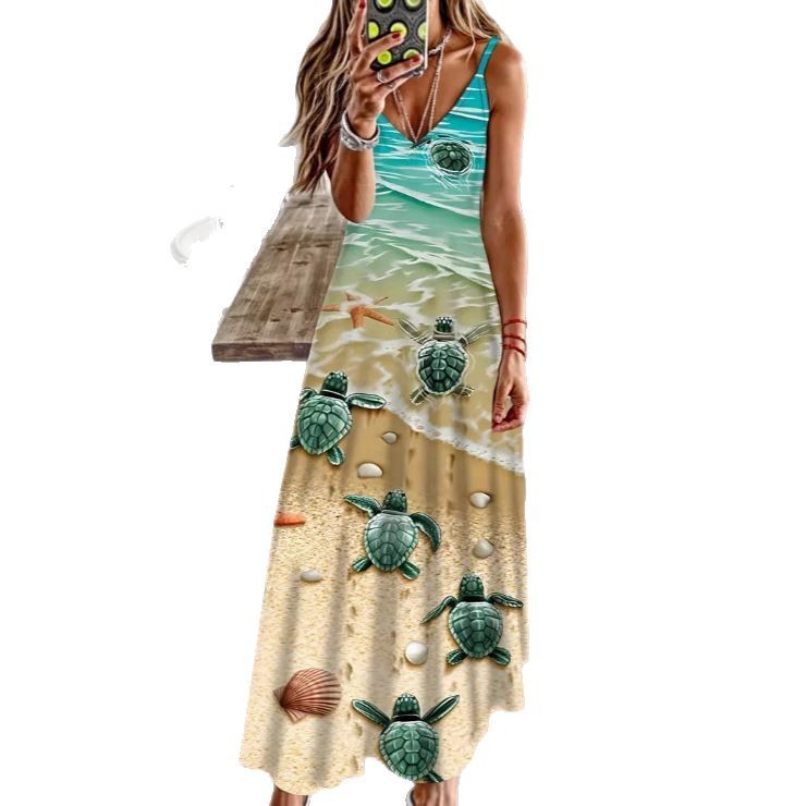 Spring And Summer Sling Women's Clothing Dress Digital Printing